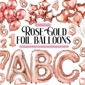 Roségold Folienballons Zahl Roségold Buchstabe Luftballons Roségold Partyballon Roségold Party Alphabet Einladung Party Geburtstag Cliparts