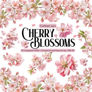 Watercolor Spring Pink Japan Sakura Floral Clip Art Cherry Blossoms Flower Pink Wedding Florals Cute Pink Flowers Baby Girl Birthday Flower
