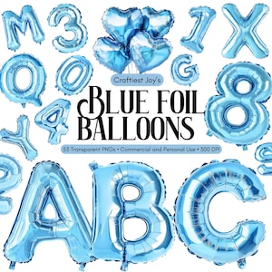 Numéro de ballon en aluminium bleu Ballon bleu lettre alphabet bleu Ballon de fête alphabet bleu fête faire-part d'anniversaire cliparts