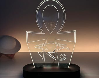 Egyptian Ankh Eye ofHorus 3D Night Light, Ancient Egyptian Symbol Led Light, Third Eye Neon Light, Mythological Home Decor, Mythology Decor