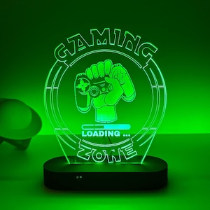 3D LED Gaming Zone RGB Lamp, Gaming Night Light with Remote Control, Gamer Christmas Gift, Boys Game Room Ddecor, 3D Illusion Game Desk Lamp