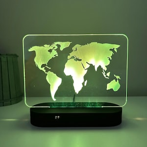 Luce notturna RGB con mappa del mondo, lampada da scrivania con illusione 3D, regalo di Natale per insegnanti di geografia, illusione 3D del globo terrestre, regalo per viaggiatori del mondo