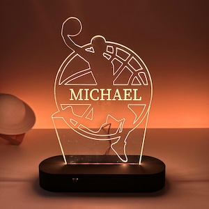 Personalized Basketball 3D Night Light, Basketball Players Name Light, Kids Boys Custom Led Lamp, Christmas Birthday Gifts, Game Room Decor
