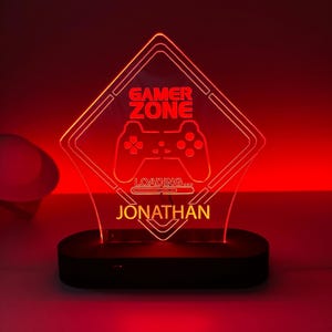 Gepersonaliseerde naamverlichting gamecontroller, RGB led-lamp gamingconsole, gamer kerstverjaardagscadeau, kinderen jongens game room decor, streamercadeau