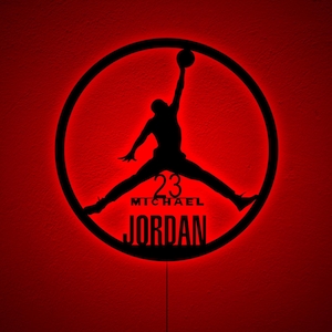 Michael Jordan Jumpman LED Wall Sign, NBA Legend Led Sign, Boyfriend Gift, Game Room Decor, Jordan Gift, Kids Boys Bedroom Christmas Gift