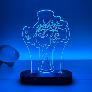 Cross Jesus RGB Led Lamp, The Way The Truth The Life, Church Art Led Light, Christian Gift, Religious Desk Lamp, God Faith Decoration