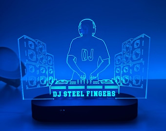 Personalized DJ Player Night Light, DJ Music 3D LED Illussion, Music Office Light Decor, Dj Gaming Desk Lamp Gift for Dj Musician Xmas Gift