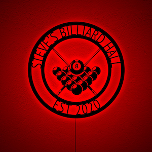 Billiards Wall Art with LED Light, Billiards Club Gift, Dad Gift, Fathers Day Gift Man Cave, Billiard Player Led Light, Pool Hall Wall Art