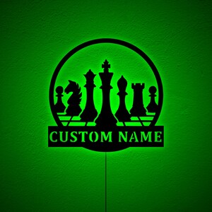 Custom Chess Wall Decor, Chess Wood Wall Art LED Light, Chess LED Wall Decor, Chess Light up Sign, Chess Gamer Sign, Chess Player Chess Gift