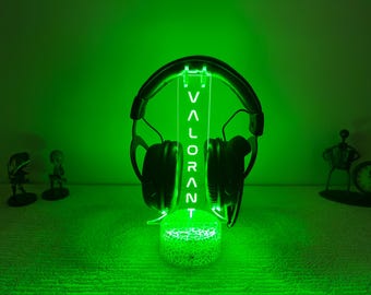 Soporte para auriculares LED GamerTag personalizado - Soporte para auriculares con streamer - Letrero luminoso LED con nombre personalizado - Soporte para auriculares Gamer - Regalo de Navidad para gamers
