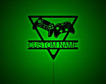 Gepersonaliseerde RGB led-wandlamp voor gaming, kerstcadeau gamer, bord streamer achtergrond gamer, verlichte kunst gameconsole, kerstcadeau gamer