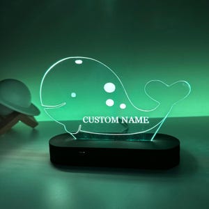 Personalized Whale Kids Bedroom 3D Night Light, Children Boys Girls Name Light, Kids Boys Custom Led Lamp, Christmas Birthday Xmas Gifts