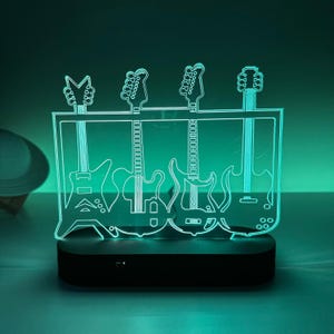 Guitar Instrument 3D Night Light, Guitar Player Desktop Lamp, Kids Boys Bedside Table Lamp, Christmas Birthday Xmas Music Lover Gift