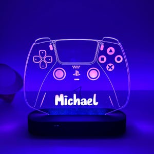 Gepersonaliseerde naamverlichting gamecontroller, RGB led-lamp gamingconsole, gamer kerstverjaardagscadeau, kinderen jongens game room decor, streamercadeau
