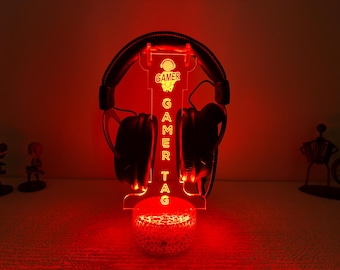 Personalized Gaming Headphone Stand-Gamer Tag Custom Headset Station-Gamer Room Decor Gift-Headphone Headset Holder-Christmas Gift for Gamer