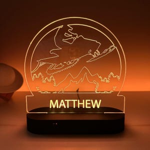 Personalized Snowboard 3D LED Lamp, 16 Color Options with Remote Control, Snowboarder&#39;s Gift, Perfect for Snowboarders, Christmas Birth Gift