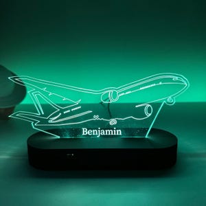Custom Airplane LED Lamp w/RGB Remote Control, Aircraft Night Light, Pilot Name Lamp, Pilot Christmas Gift, Birthday Xmas Light Decor