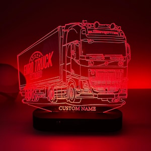 Anpassbares LKW-Fahrernamenlicht, 3D-LKW-LED-Nachtlicht, Mannhöhlen-Lichtkunst, Vatertagsgeschenk, Fernfahrer-Geburtstags-Weihnachtsgeschenk