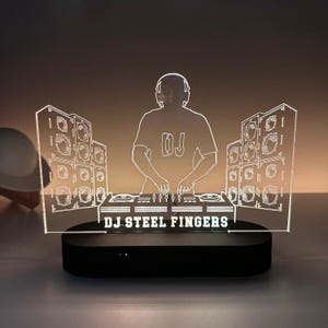 Personalized DJ Player Night Light, DJ Music 3D LED Illussion, Music Office Light Decor, Dj Gaming Desk Lamp Gift for Dj Musician Xmas Gift