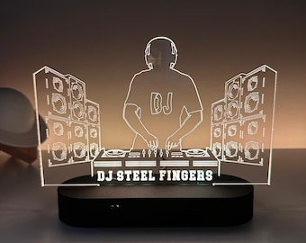 Personalized DJ Player Night Light, DJ Music 3D LED Illussion, Music Office Light Decor, Dj Gaming Desk Lamp Gift for Dj Musician Xmas Gift