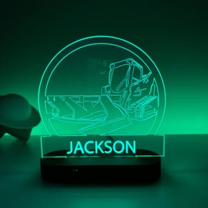 Customizable Excavator RGB Led Lamp, Excavator Driver Name Light, Fathers Day Gift, Man Cave Kids Bedroom Decor, Dad Gift,Construction Decor