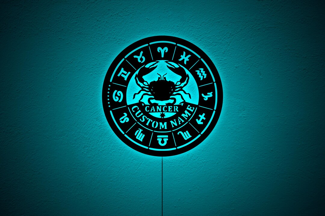 Customizable Cancer Sign Customizable Cancer Wall Decor RGB LED Lights, Custom Cancer Zodiac LED ...