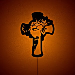 Cross Jesus RGB Wall Light, The Way The Truth The Life, Church Art Led Light, Christian Gift, Religious Wall Art, God Faith Decoration