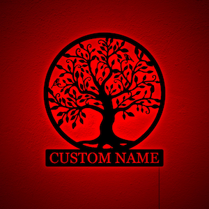 Custom Meditation Tree of Life Wall Light, Meditation Wall Decor, Yoga Studio Wall Art, Spiritual Decor, Gift for Her, Birthday Xmas Gift