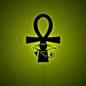 Ankh Eye of Horus RGB Wall Light, Egyptian Wall Art, Ankh Symbol Home Office Decor, Geometric Symbols Wall Hanging, Christmas Birthday Gift