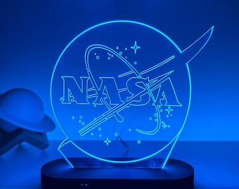 NASA Logo 3D Led Lamp, Space Logo Decorative, Gifts for NASA Fan, NASA Light-Up, Christmas Birthday Xmas Gift, Astronaut Light Decor