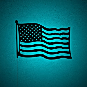USA Flag Wall Art w/RGB LED Light, Rgb 16 Colors Changing, Patriotic Gift, American Flag Home Decor, Patriotic Wall Decor, Gifts For Him