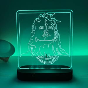 Lord Shiva 3D Night Light, Adiyogi Home Decor, Meditation Room 3D LED Lamp, Christmas Birthday Xmas Gift, Yoga Studio Gift, Indian Spiritual