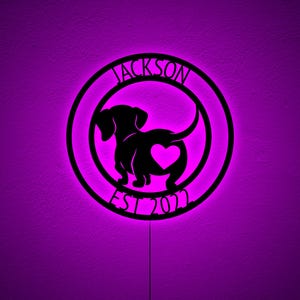 Decoración de pared personalizable con diseño de perro Weinner, letrero iluminado con forma de perro, decoración para guardería infantil, regalo de Navidad para dueños de mascotas, decoración de tienda de mascotas