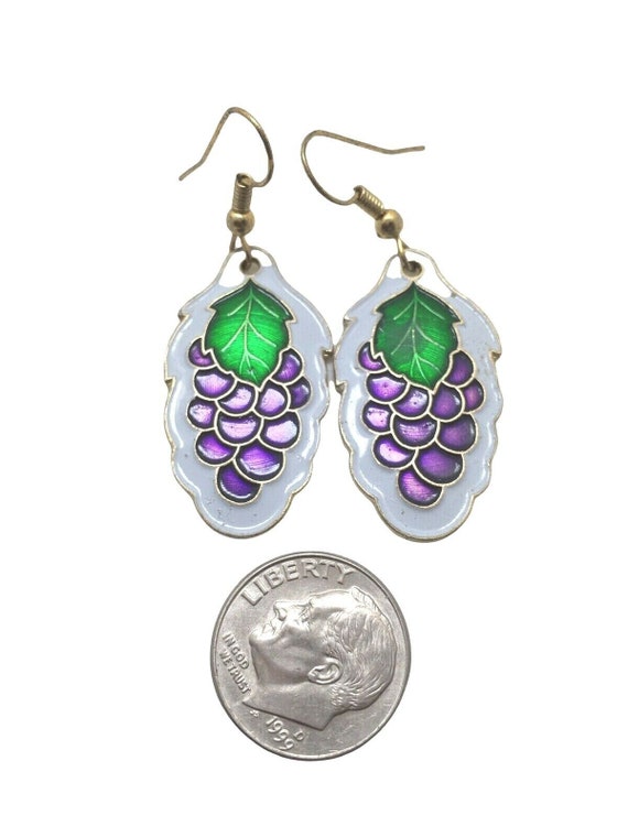 Vtg Earrings Fruit Salad Enamel Cloisonne Grapes … - image 3