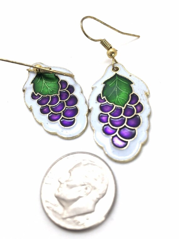 Vtg Earrings Fruit Salad Enamel Cloisonne Grapes … - image 7