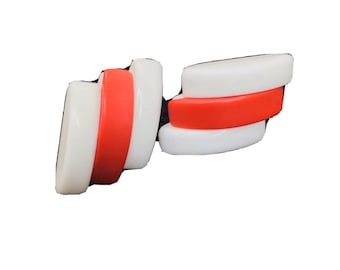Vintage Earrings Pierced Red White Strip Stud Size Laminated Art Deco Lucite Mid Century Rockabilly