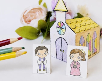 Printable Church & Congregation Set, Sunday School Bible Lesson, We Are the Church Craft for Kids, Christian Homeschool VBS PDF