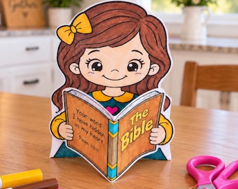 Bible Paper Craft for Kids, Sunday School Activity, Printable Christian Craft, Psalm 119:11 PDF Download, Homeschool activity