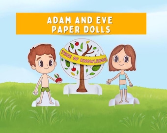 Adam und Eva Papierpuppe Handwerk: Bibelgeschichte Printable (PDF)