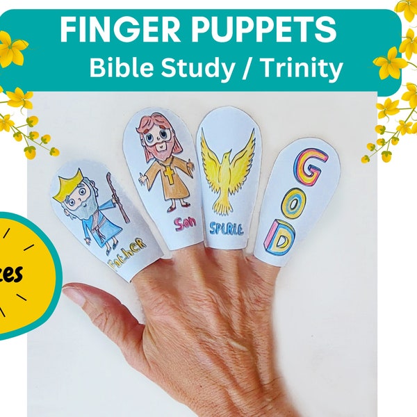 Holy Trinity Sunday School Activity Sheet, Finger Puppets, Catholic craft, Bible Activity, Scripture worksheet, Instant Download PDF, Jesus