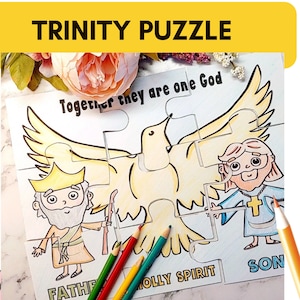Trinity Bible Study Puzzle, Catholic craft, Bible Activity, Liturgical resource, Instant Download PDF, Jesus, homeschool,Holy Trinity Puzzle