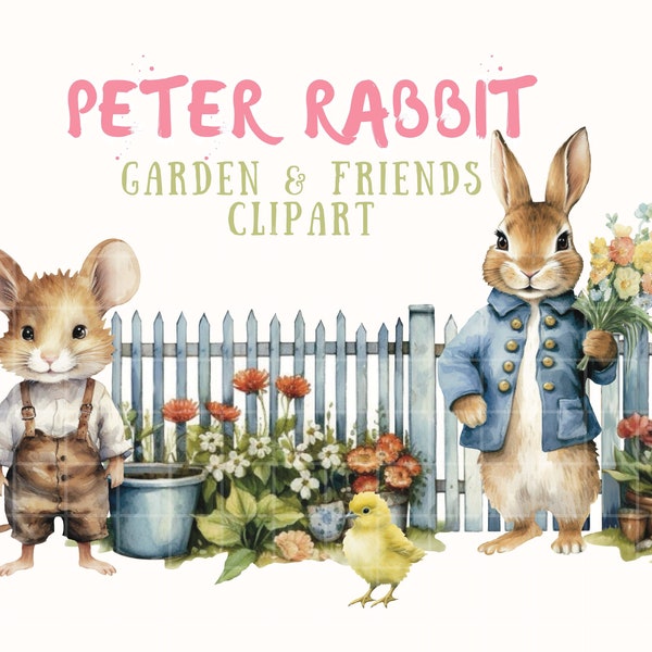 Peter Rabbit Clipart for Beatrix Potter Birthday Clipart Easter Bunny Clipart Scrapbooking garden PNG images of Peter Rabbit and friends