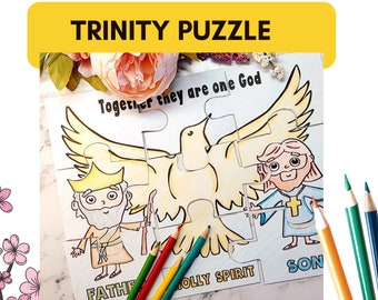 Trinity Bible Study Puzzle, Catholic craft, Bible Activity, Liturgical resource, Instant Download PDF, Jesus, homeschool,Holy Trinity Puzzle