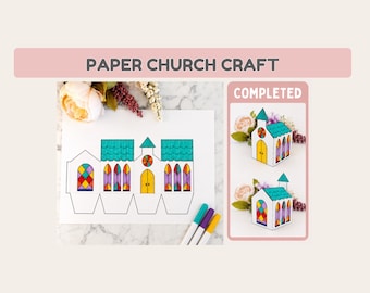 Printable 3D Church Craft for Kids, Sunday School Church Activity, Paper Church Template, Bible Lesson & Church People PDF VBS