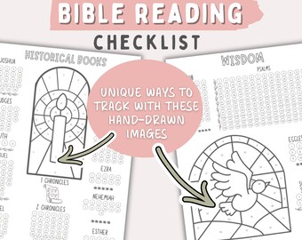 Lista de verificación de lectura de la Biblia, Rastreador de la Biblia para el plan de lectura de estudios bíblicos para el seguimiento de la Biblia, Página para colorear para realizar un seguimiento de la lectura de la Biblia, Lista de verificación de la Biblia