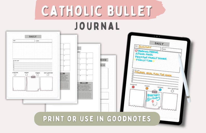 2024 katholieke planner Bullet Journal voor afdrukken of Goodnotes, maandelijks gedateerde kalender, spirituele planner, afdrukbare PDF-katholieke kalender afbeelding 9