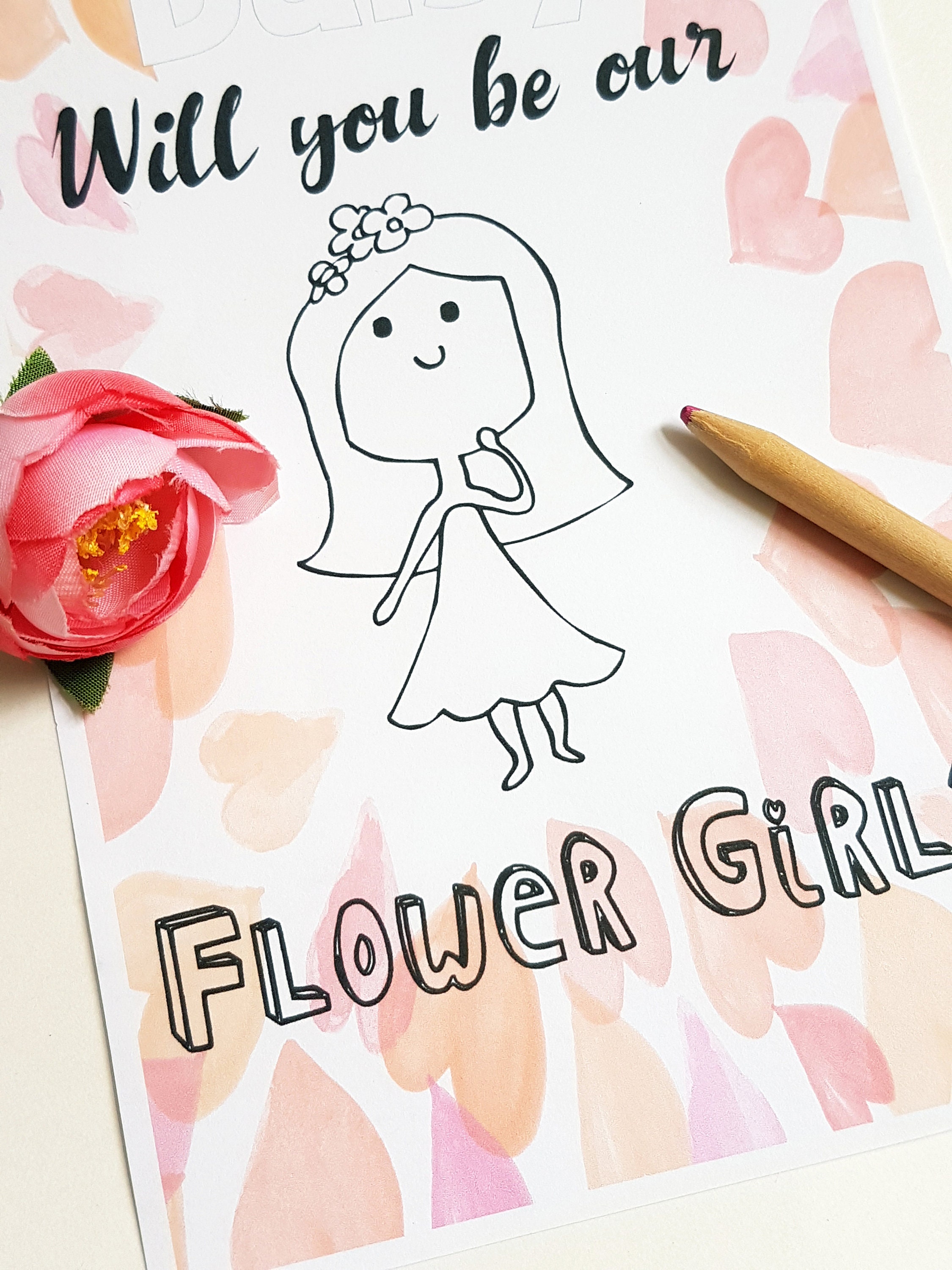 Will You Be Our Flower Girl Flower Girl Gift Pdf Coloring Book Activity Book Personalized Flower Girl Gift Print At Home Flowergirl