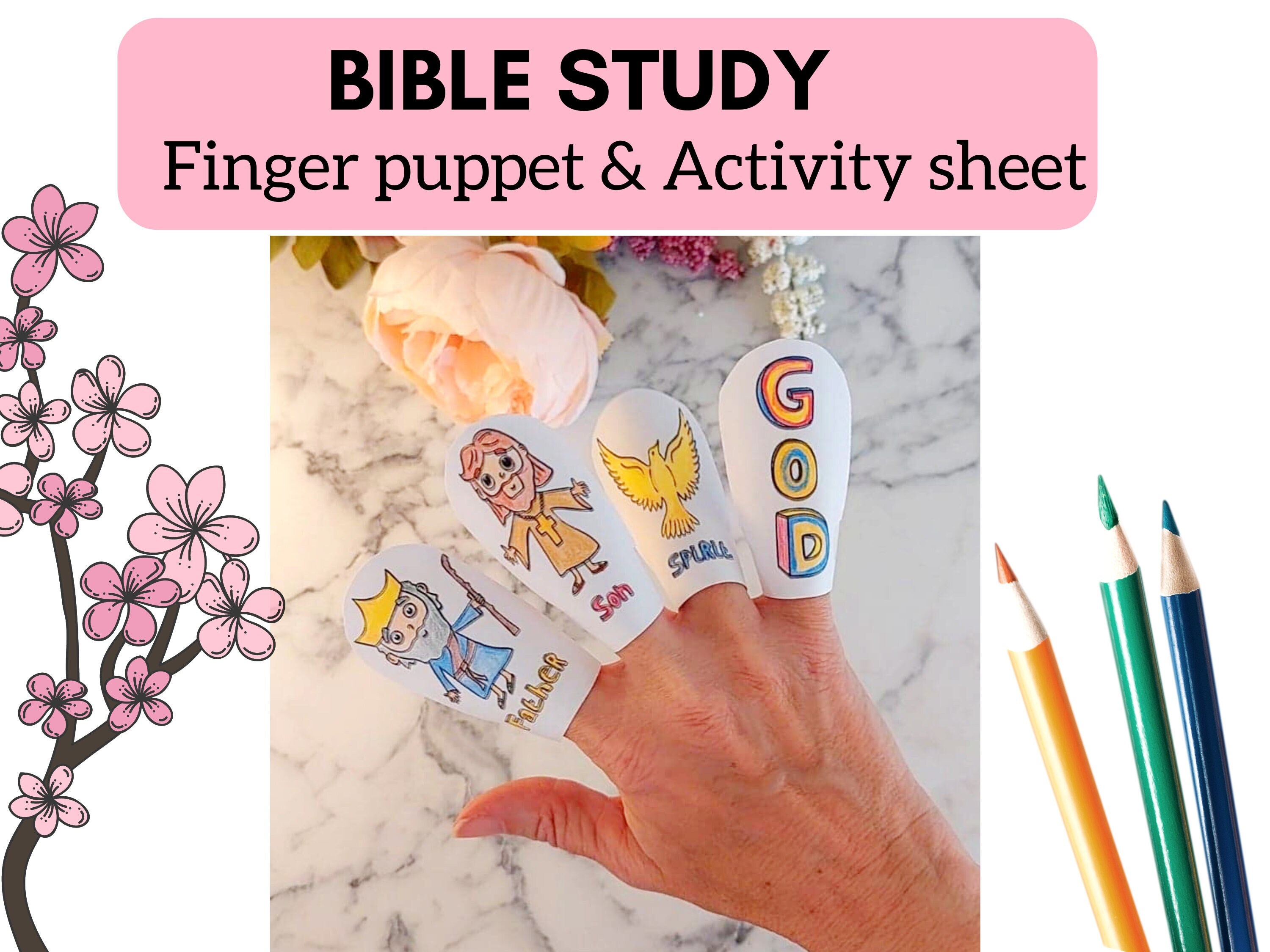 Bible Study Sunday School Activity Sheet, Finger Puppets, Bible Crafts ...