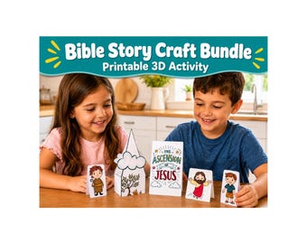 Sunday School Craft Bundle, Printable Bible Stories for Kids, 3D Paper Activities, Children’s Church Lessons PDF Catholic Homeschool