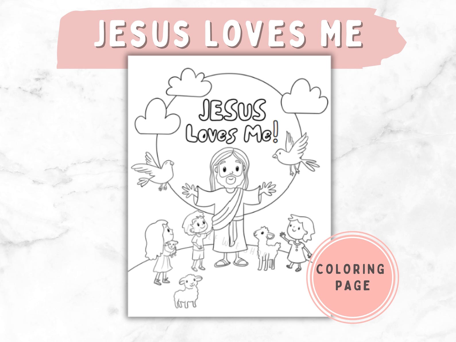 Jesus Loves Me Coloring Page for Kids Christian Printable Activity ...